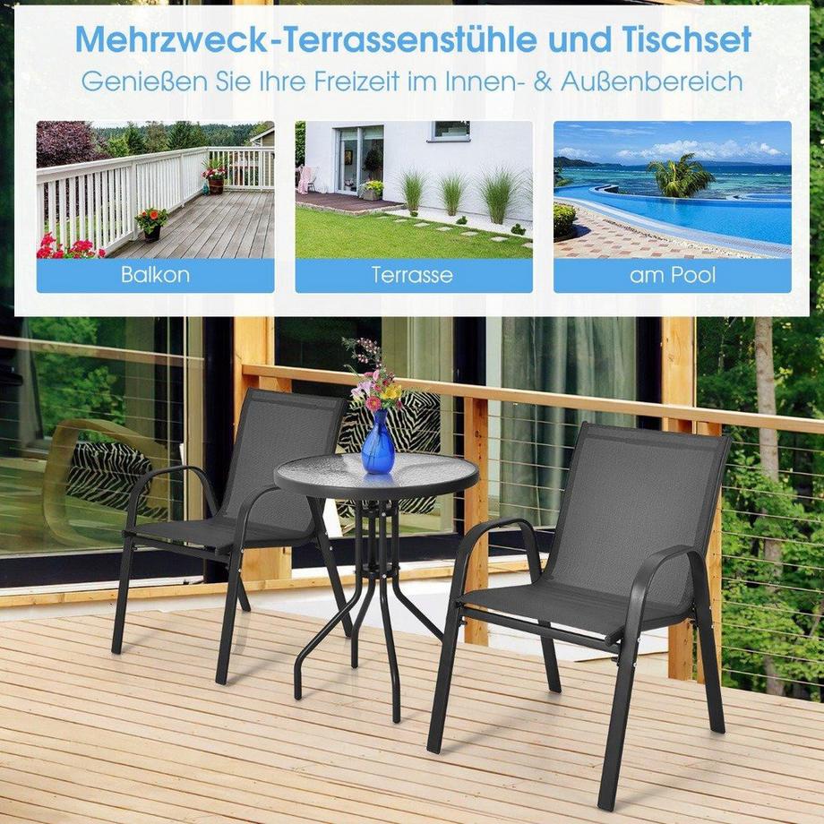 Northio Set mobili da balcone tavolo bistrot con 2 sedie impilabili set da giardino  