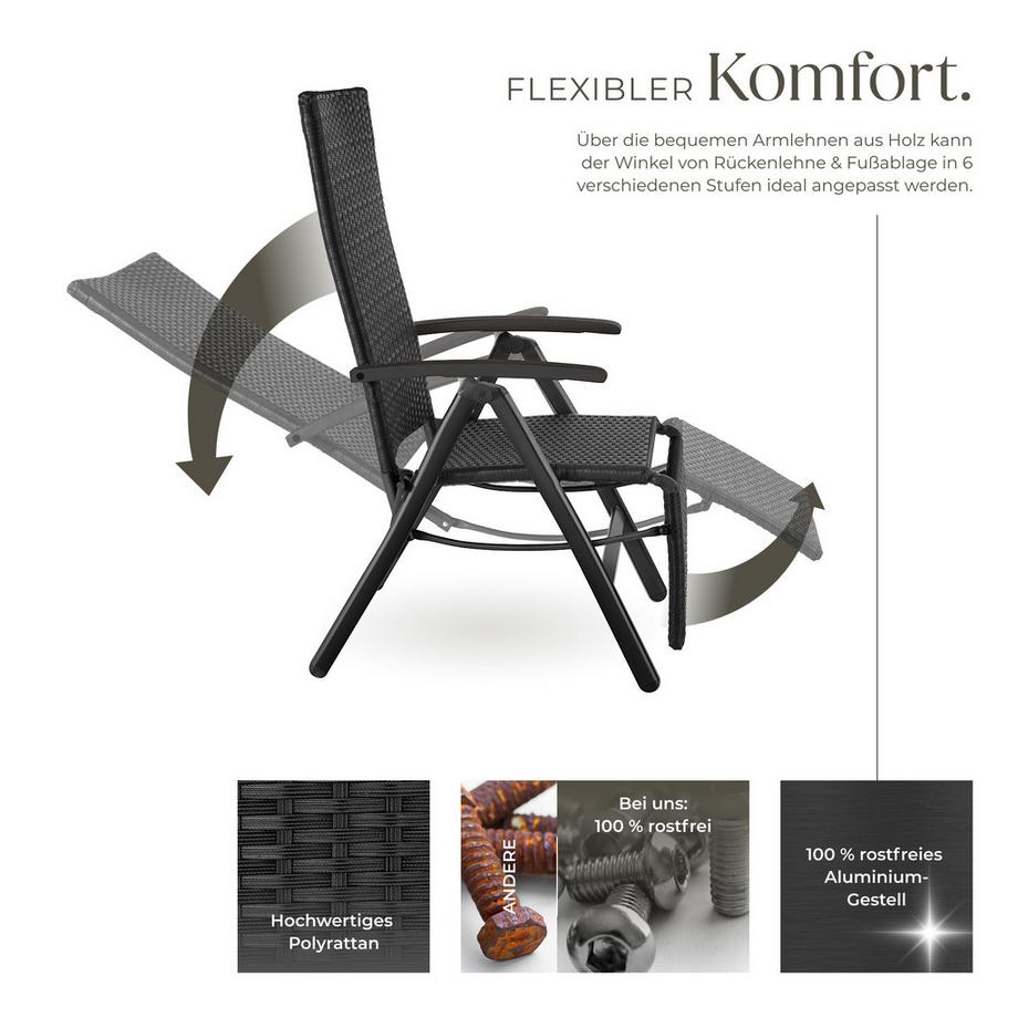 Tectake Rattanstuhl Brisbane  mit Aluminiumgestell klappbar  