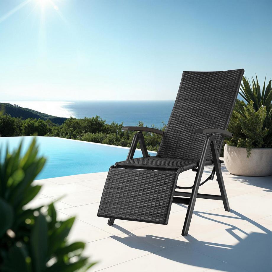 Tectake Rattanstuhl Brisbane  mit Aluminiumgestell klappbar  