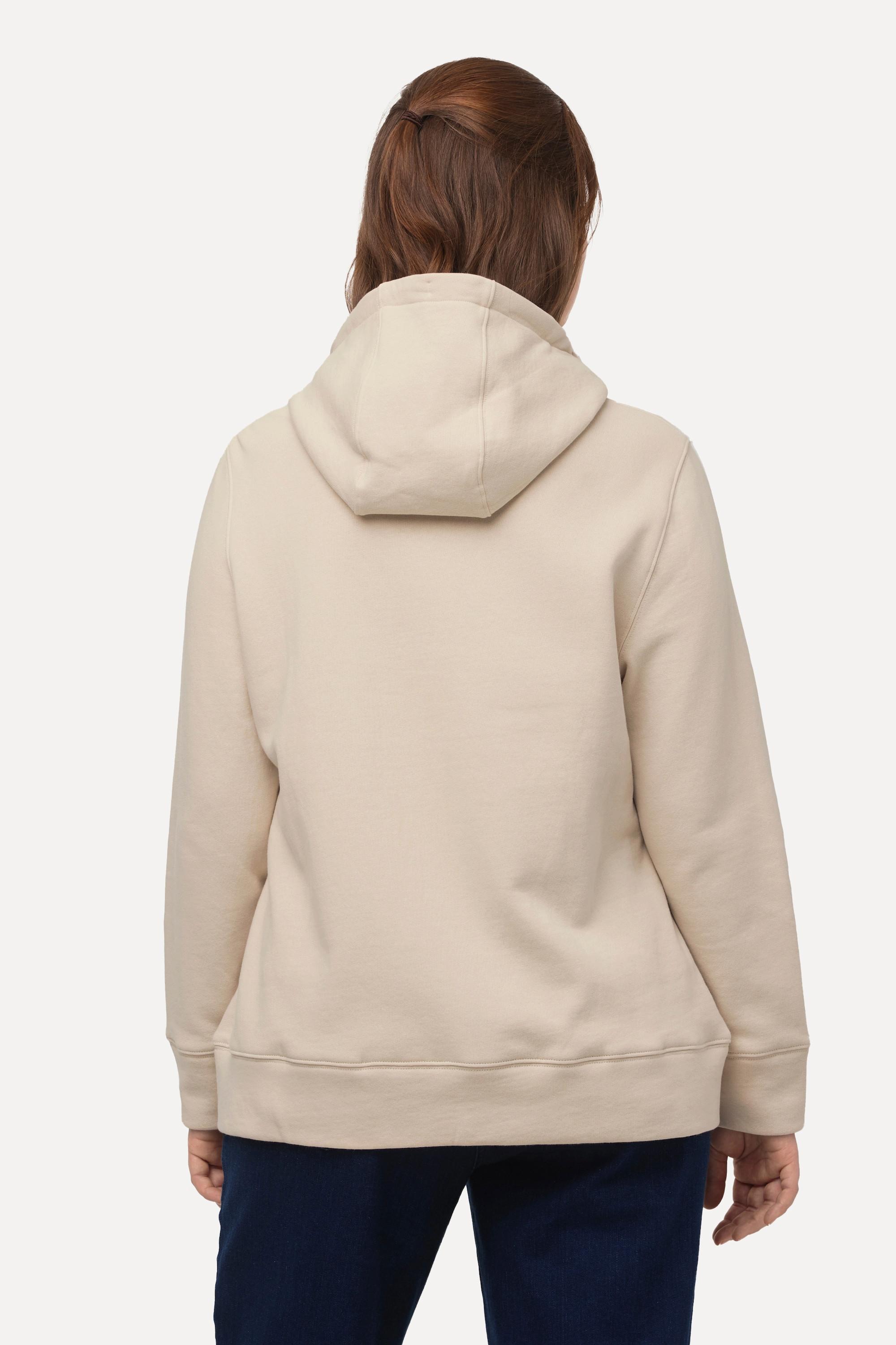 Ulla Popken  Sweat à capuche, fermeture Éclair, manches longues, coton bio 