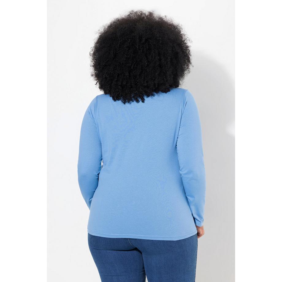 Ulla Popken T-shirt Slim Fit Col V Manches Longues  