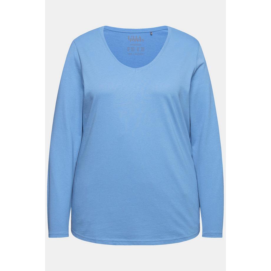 Ulla Popken T-shirt Slim Fit Col V Manches Longues  