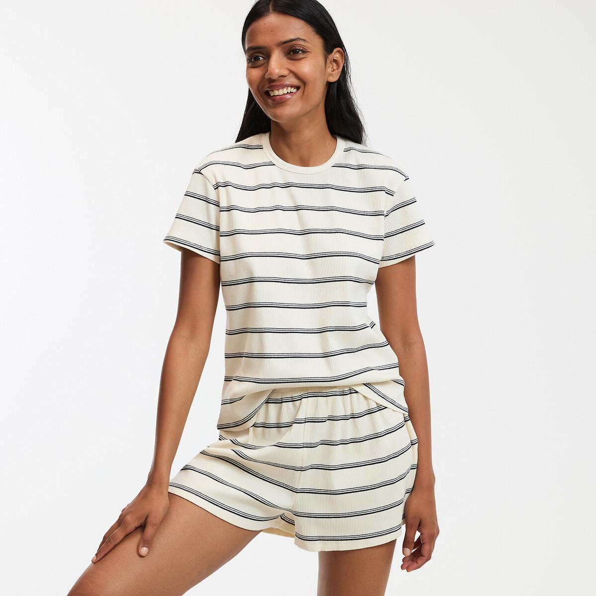 La Redoute Collections Gestreifter Rippstrick Kurzpyjama  