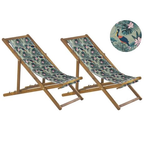 Beliani Lot de 2 chiliennes pliantes en Tissu Moderne ANZIO  