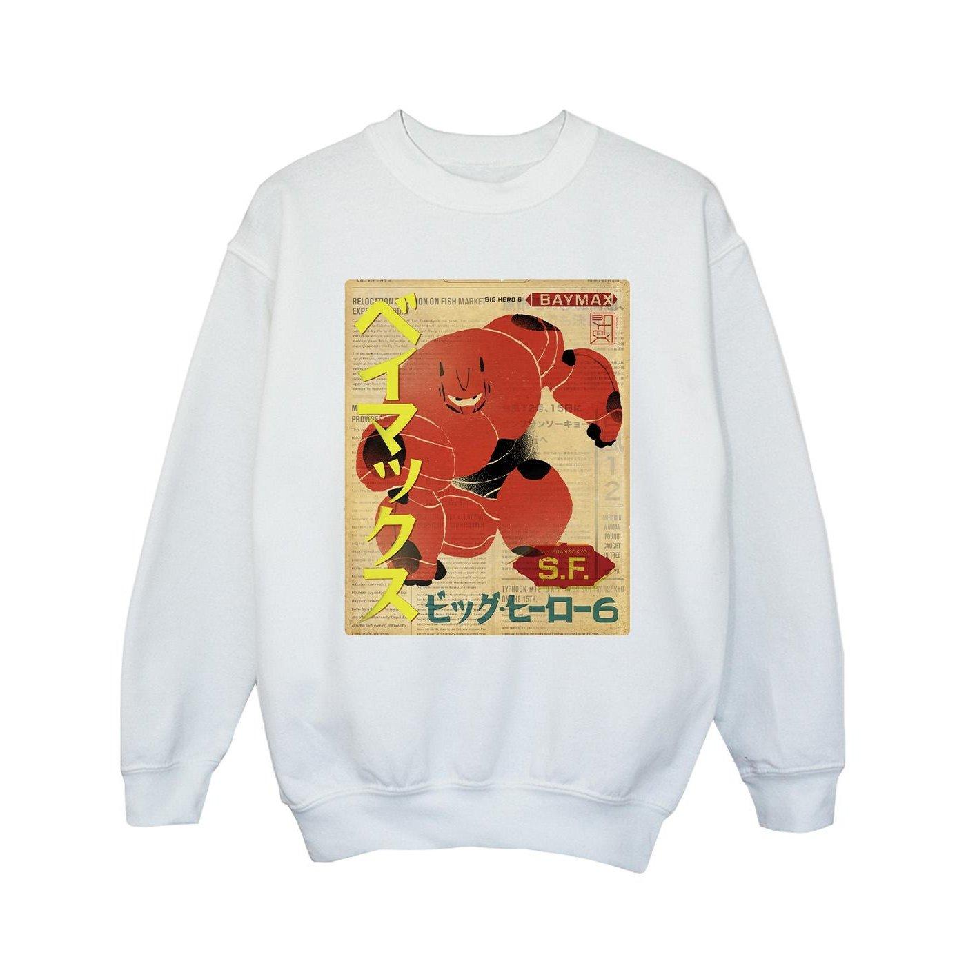 Image of Big Hero 6 Baymax Baymax Newspaper Sweatshirt Unisex Weiss 140/146