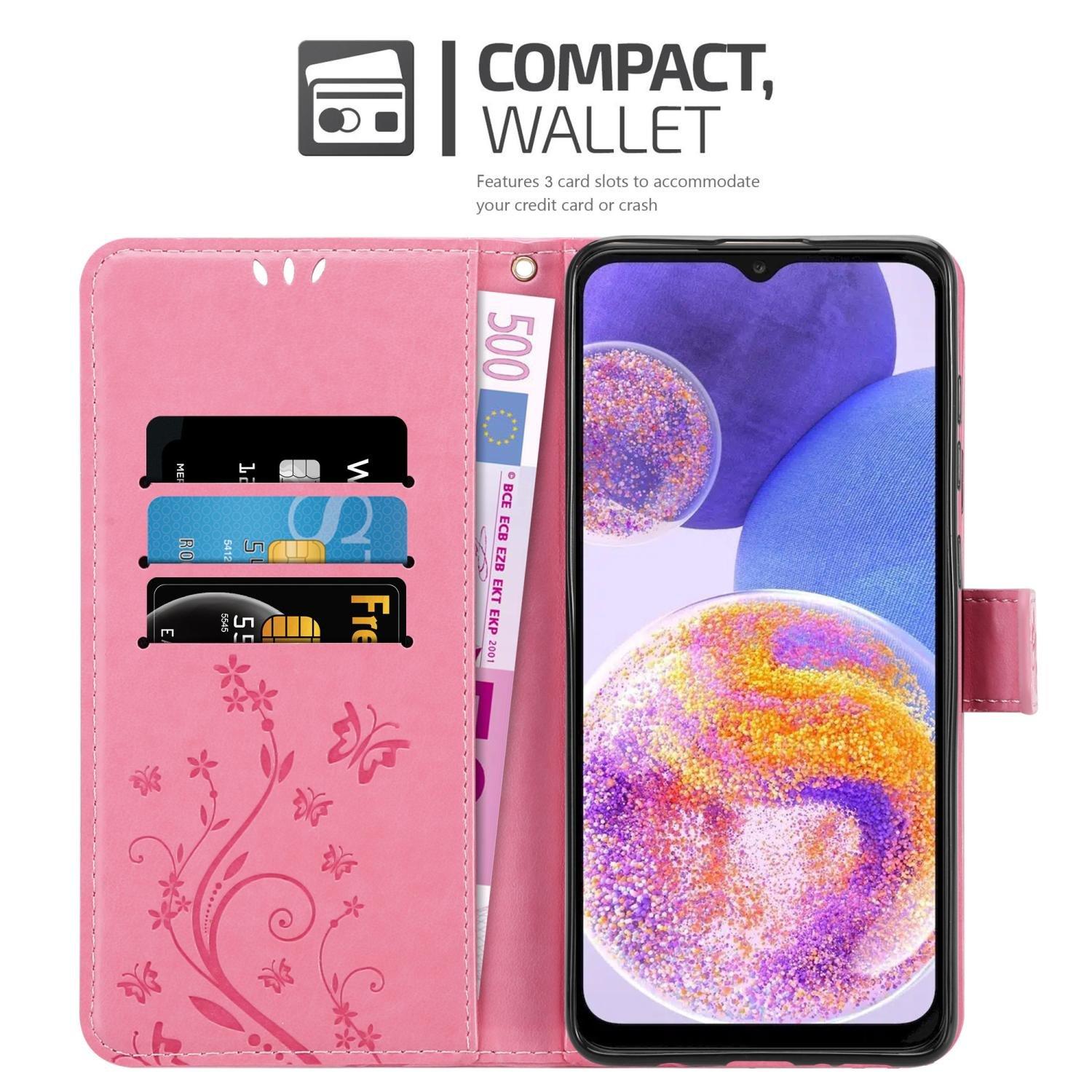 Cadorabo  Housse compatible avec Samsung Galaxy A23 4G / 5G - Coque de protection au design floral avec fermeture magnétique, fonction de support et emplacements pour cartes 