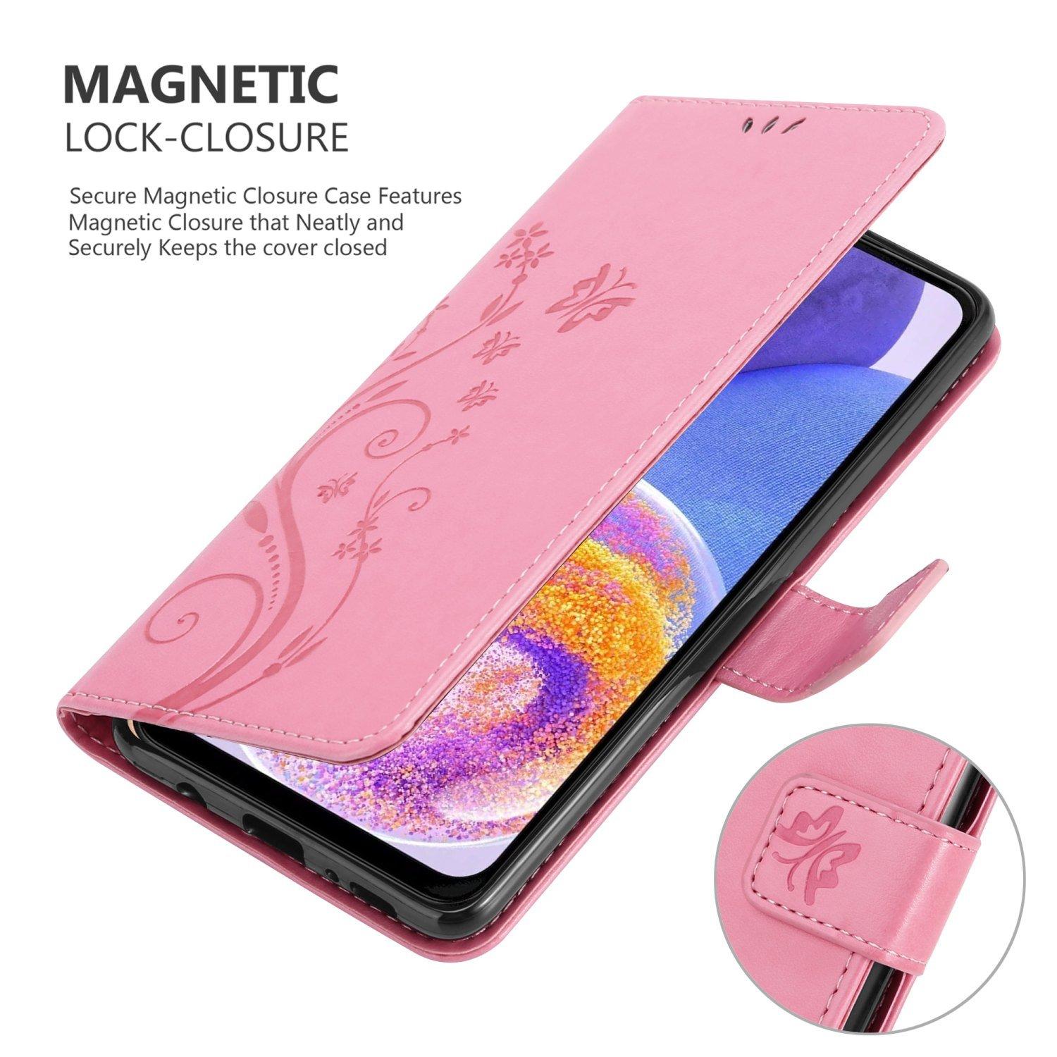 Cadorabo  Housse compatible avec Samsung Galaxy A23 4G / 5G - Coque de protection au design floral avec fermeture magnétique, fonction de support et emplacements pour cartes 