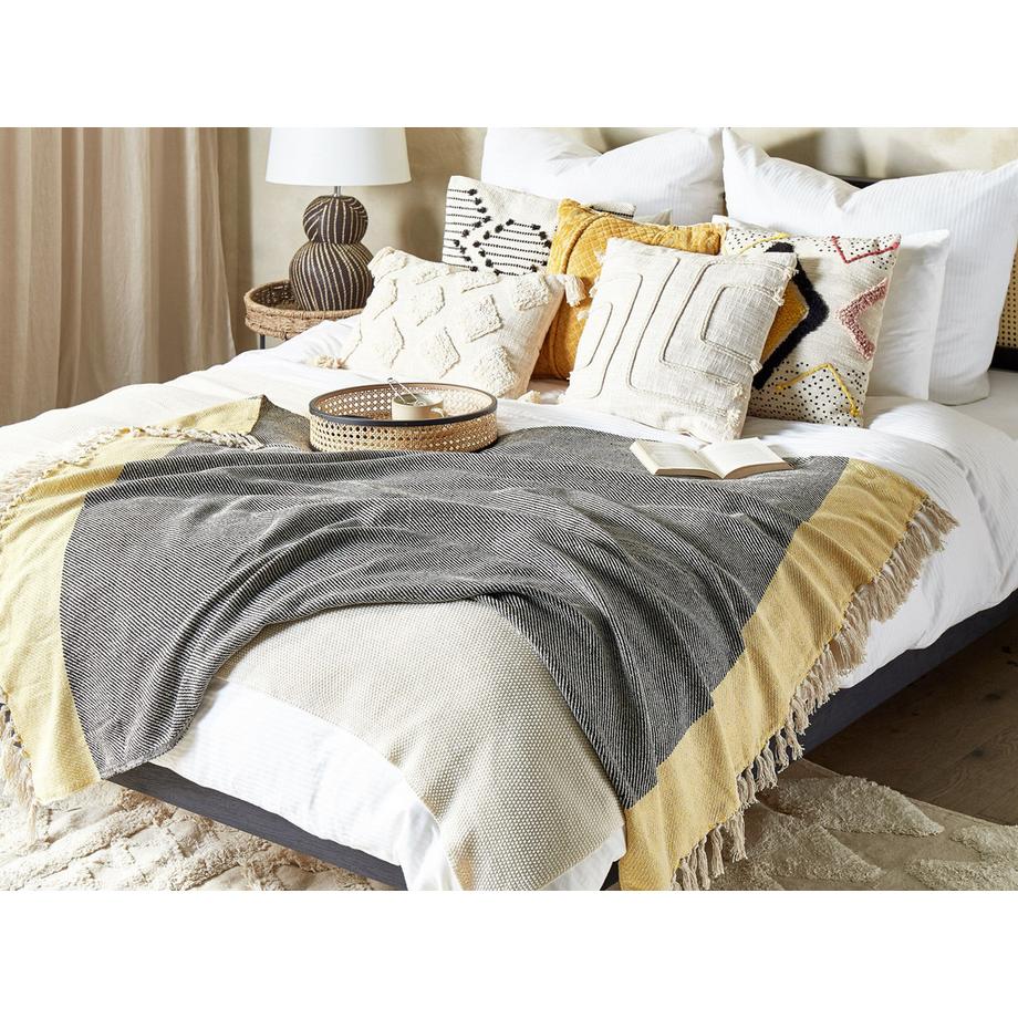 Beliani Boho LAPU Couverture en Coton  