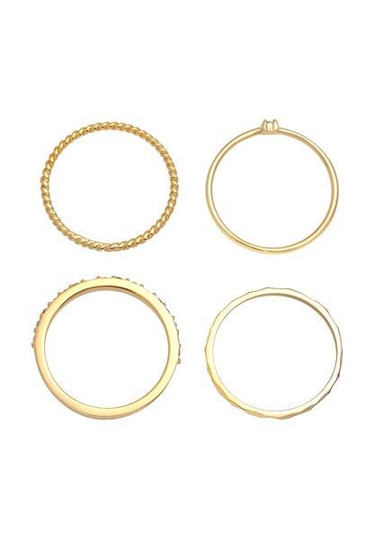 Elli  Ring Kristalle Stapelring Gedreht 4Er Set 