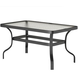 Northio Beistelltisch Hartglas Kaffeetisch Couchtisch mit Wellendesign, Abgerundete Ecke Balkontisch Gartentisch Sofatisch Teetisch Gartenmöbel für Wohnzimmer Garten Terrasse Balkon, 95x55 cm Schwarz Aosom  