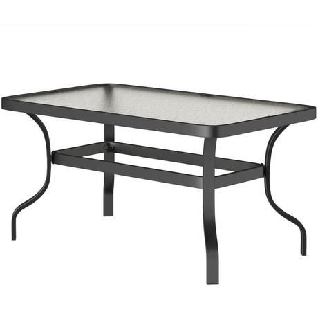Northio Beistelltisch Hartglas Kaffeetisch Couchtisch mit Wellendesign, Abgerundete Ecke Balkontisch Gartentisch Sofatisch Teetisch Gartenmöbel für Wohnzimmer Garten Terrasse Balkon, 95x55 cm Schwarz Aosom  