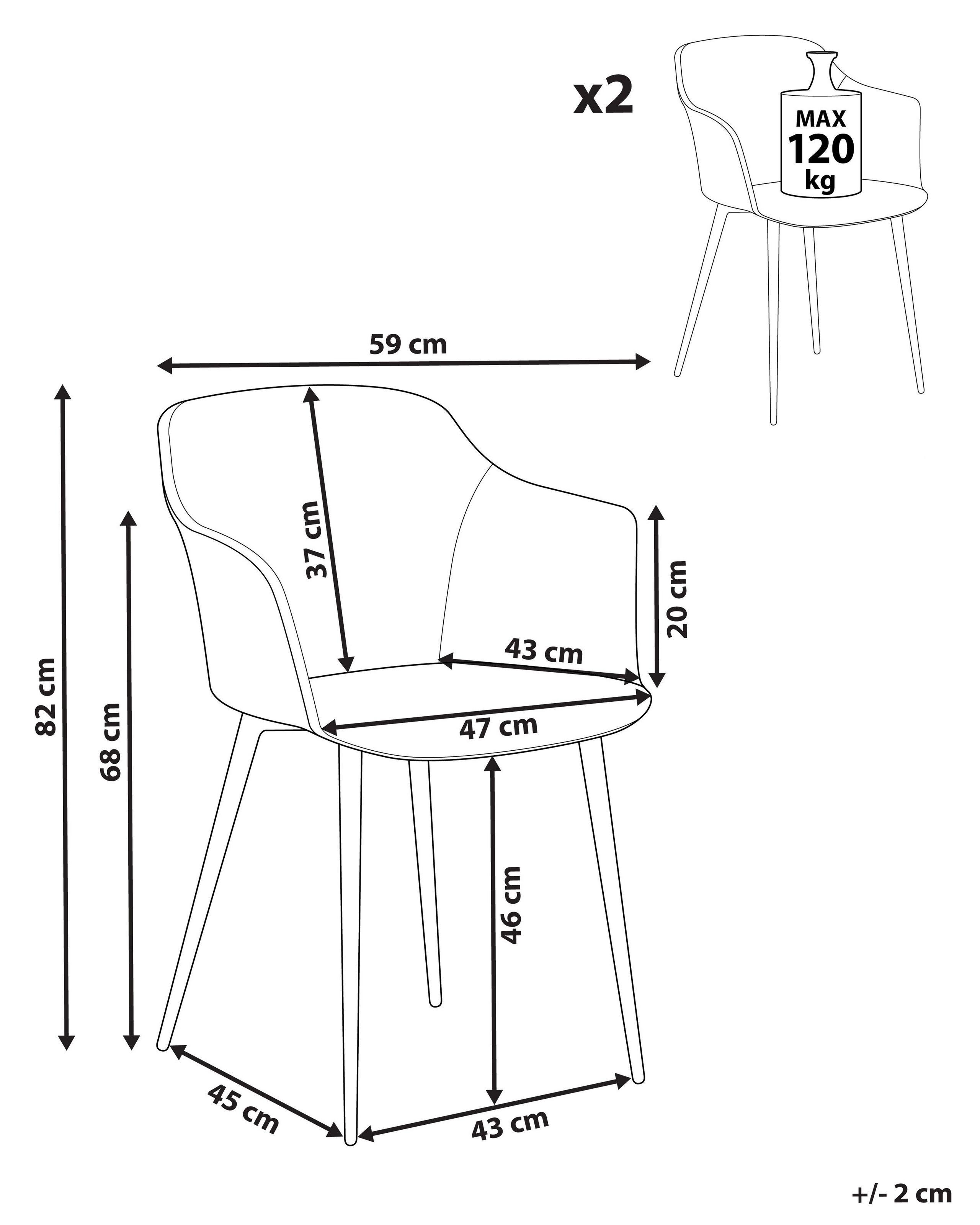 Beliani Lot de 2 chaises en Polyester Rétro ELIM  