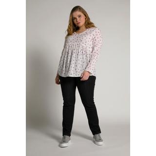 Ulla Popken  Blouse Bellieva, ligne A, encolure V, manches longues, GOTS 