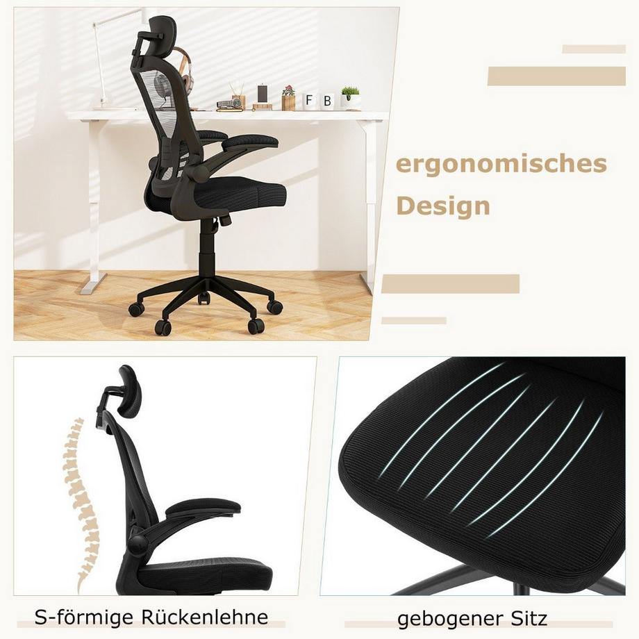 B2X Sedia da ufficio ergonomica in rete con sedia direzionale girevole con schienale a dondolo  