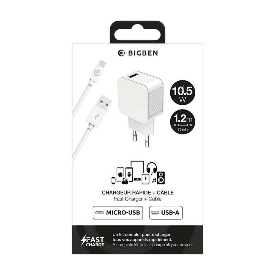 BigBen Connected  USB-A 2.4A Fast Charge Netzteil + USB-A / Micro-USB Kabel 
