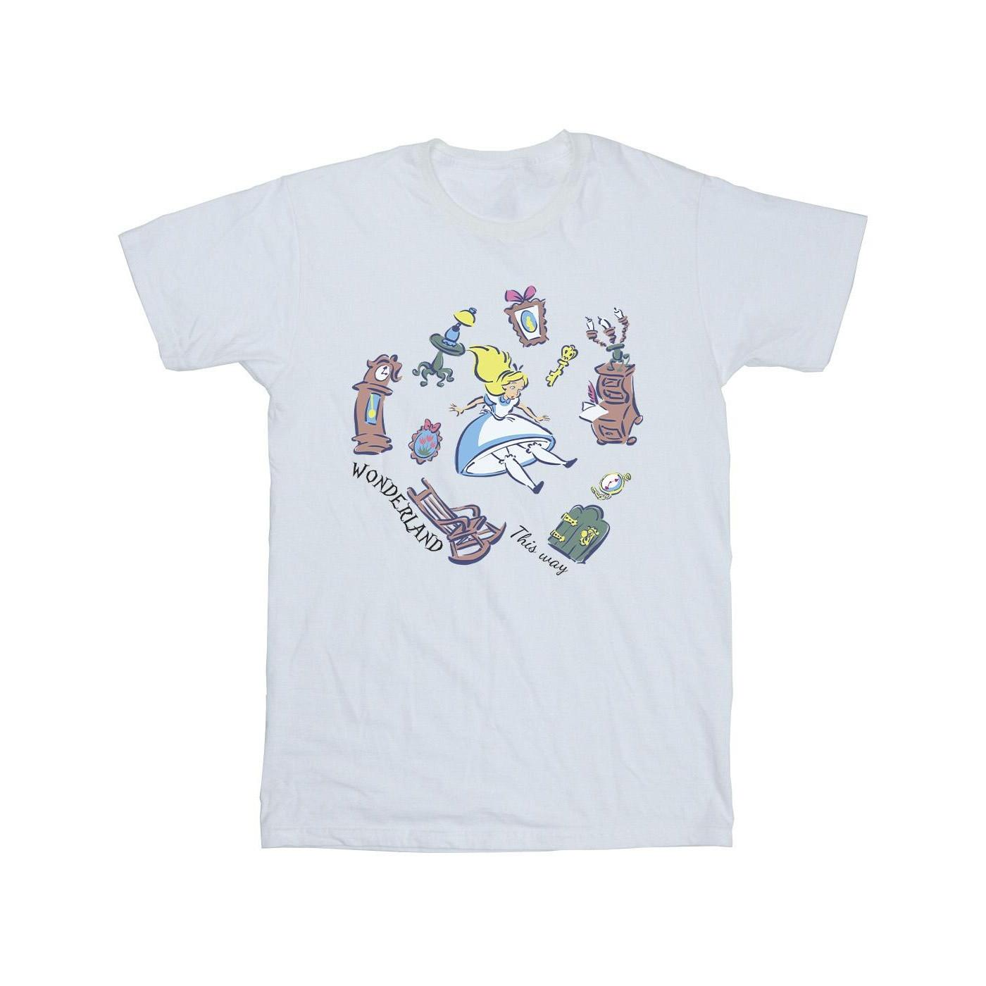 Image of Alice In Wonderland Falling Tshirt Herren Weiss M