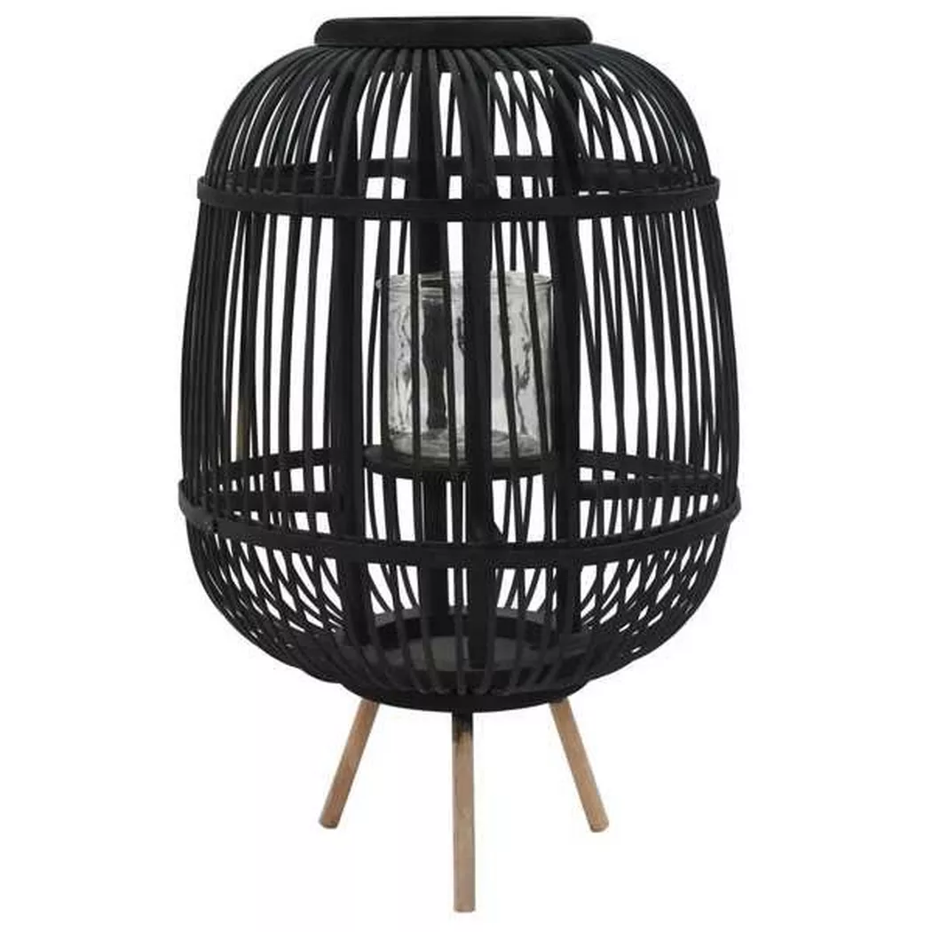 vidaXL Bougeoir dur pieds Bambou Noir