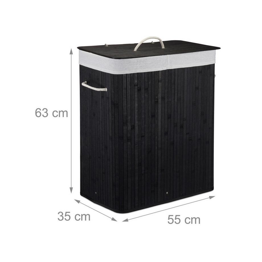 B2X Cesto portabiancheria in bambù con 2 scomparti  