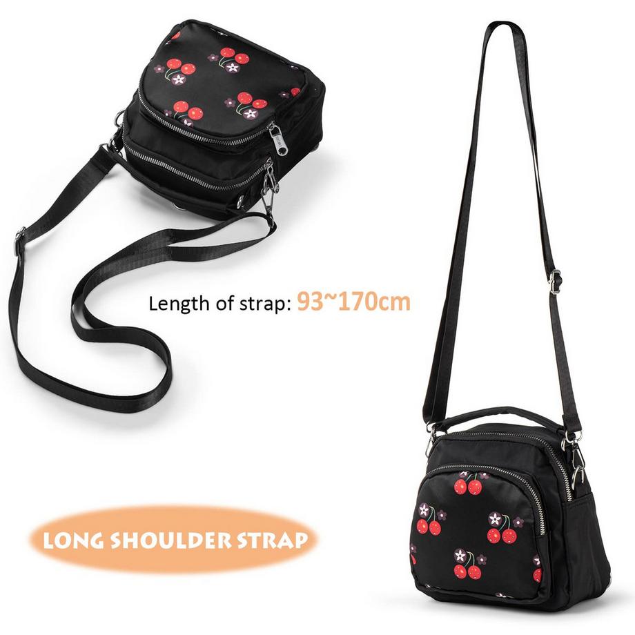 Only-bags.store Borsa a Tracolla Piccola in Nylon con Stampa Floreale e Farfalle  