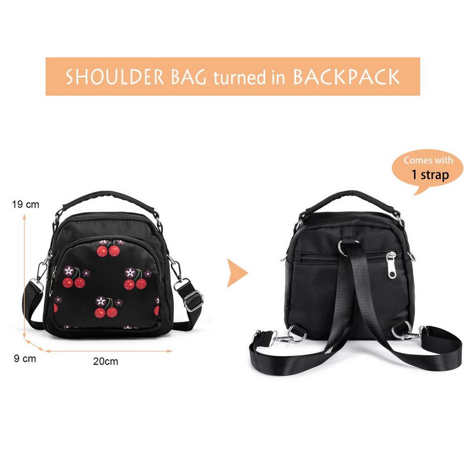 Only-bags.store Borsa a Tracolla Piccola in Nylon con Stampa Floreale e Farfalle  