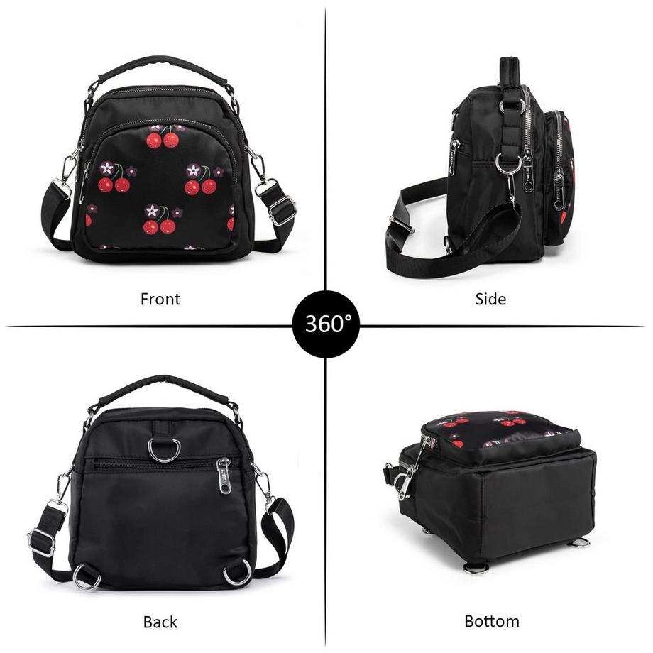 Only-bags.store Borsa a Tracolla Piccola in Nylon con Stampa Floreale e Farfalle  