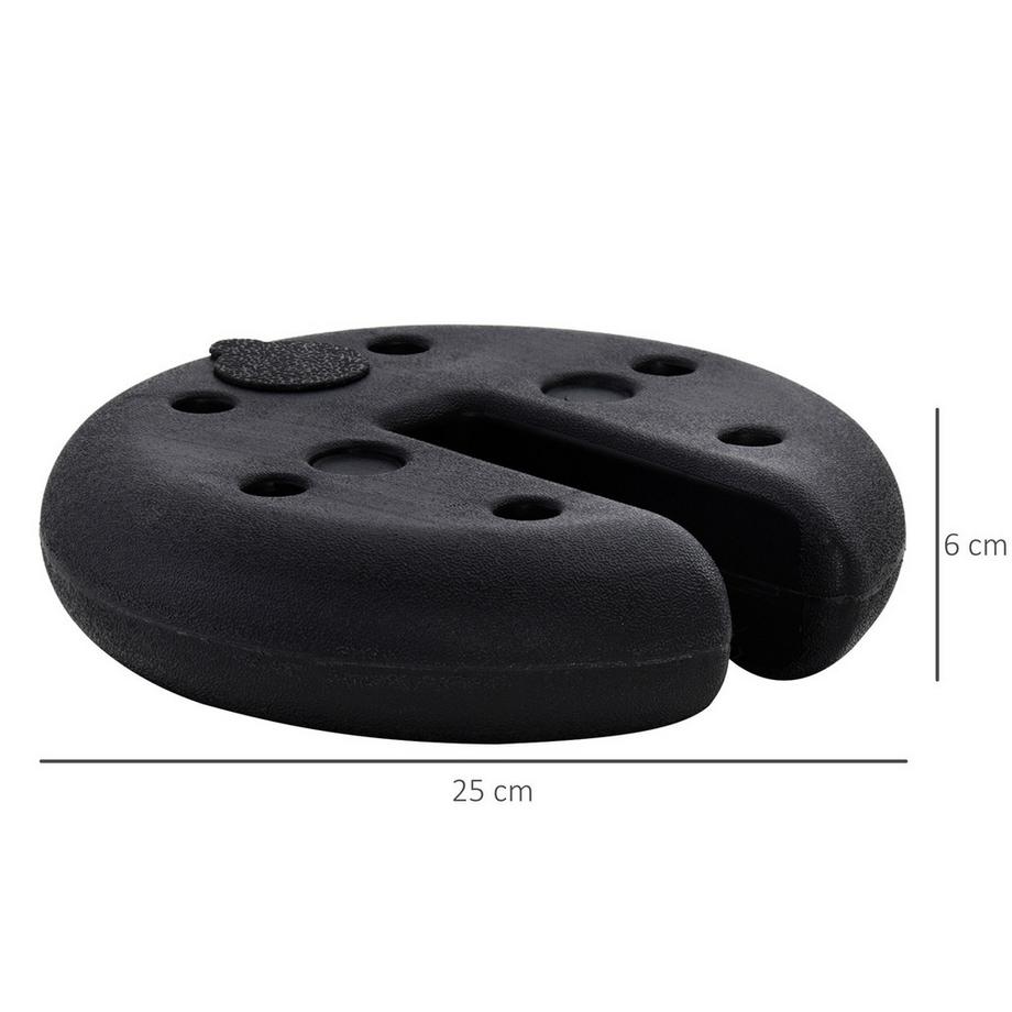 Northio Gewicht Für Partyzelt, Pavillongewicht Befüllbar Bis 5 Kg, Hdpe-Kunststoff, Schwarz, Ø25X6Cm  