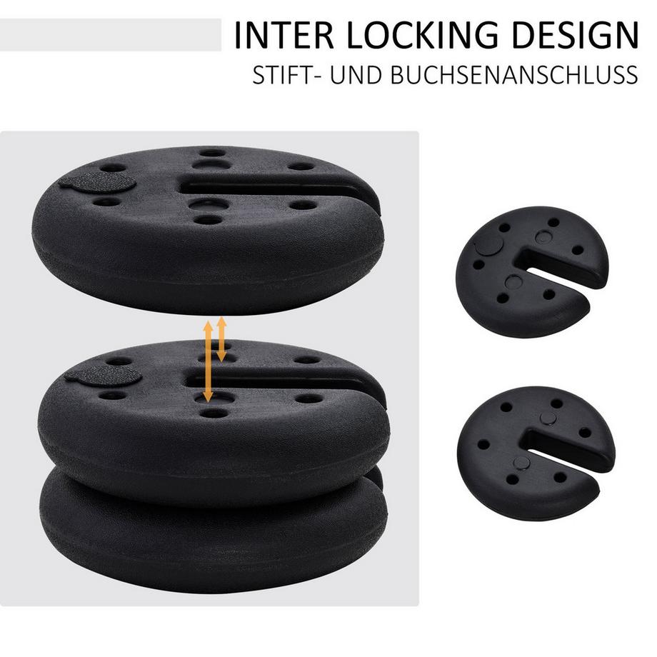 Northio Gewicht Für Partyzelt, Pavillongewicht Befüllbar Bis 5 Kg, Hdpe-Kunststoff, Schwarz, Ø25X6Cm  