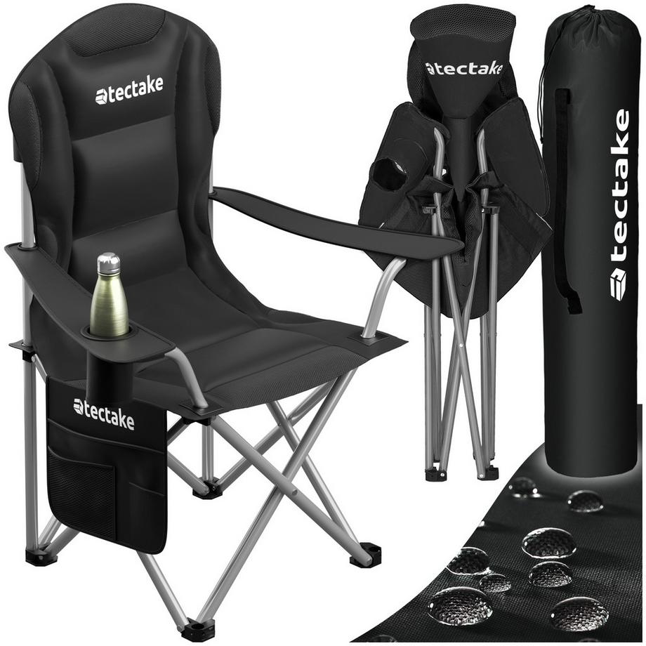 Tectake  Gepolsterter Campingstuhl MTX faltbar, inkl. Tragetasche mit Getränkehalter und Seitentasche 