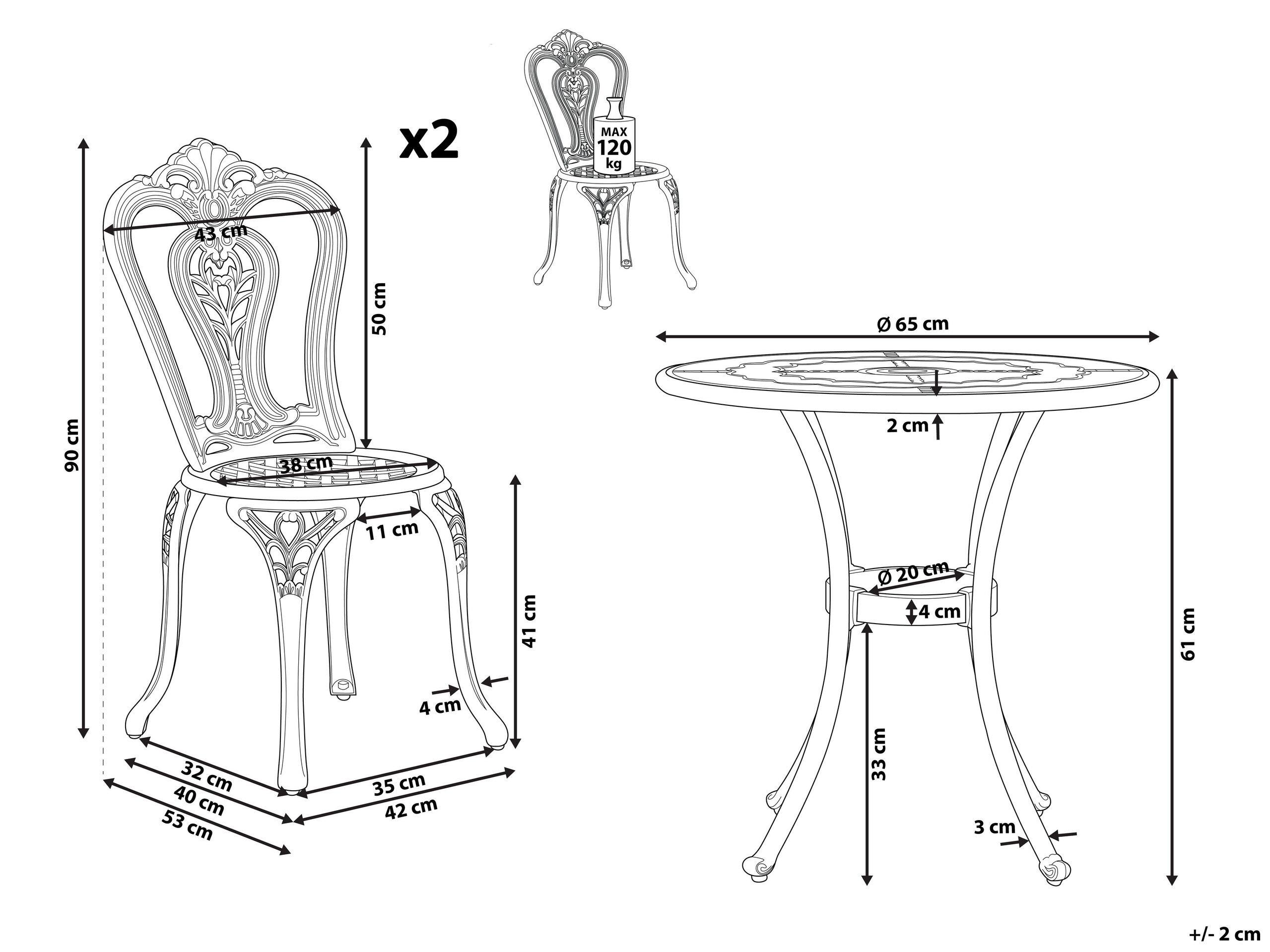 Beliani Ensemble pour bistro en Aluminium Rétro BOVINO  