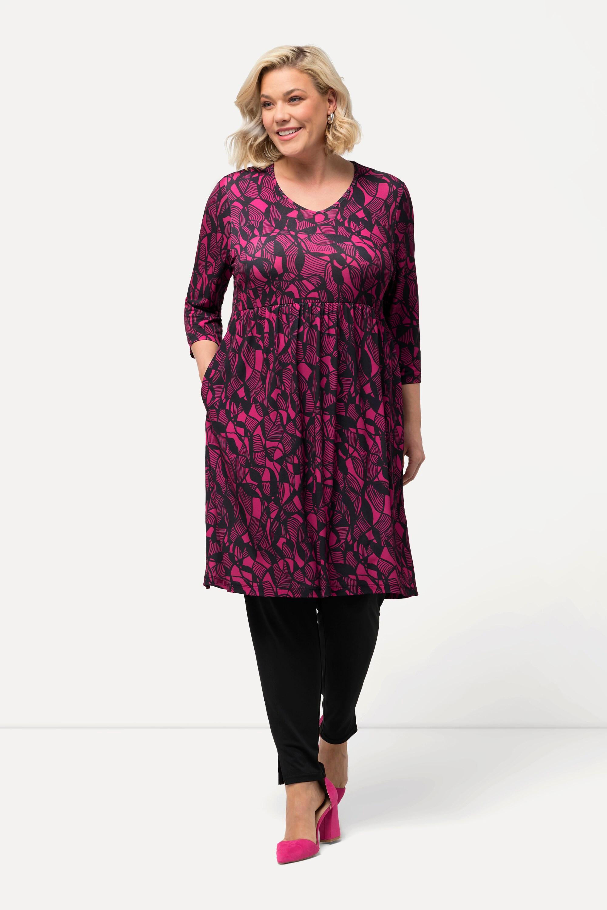 Ulla Popken  Longshirt, A-Linie, Tunika-Ausschnitt, 3/4-Arm 