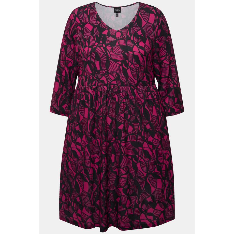 Ulla Popken Maglia Lunga Svasata Scollo a Tunica Maniche 3/4  