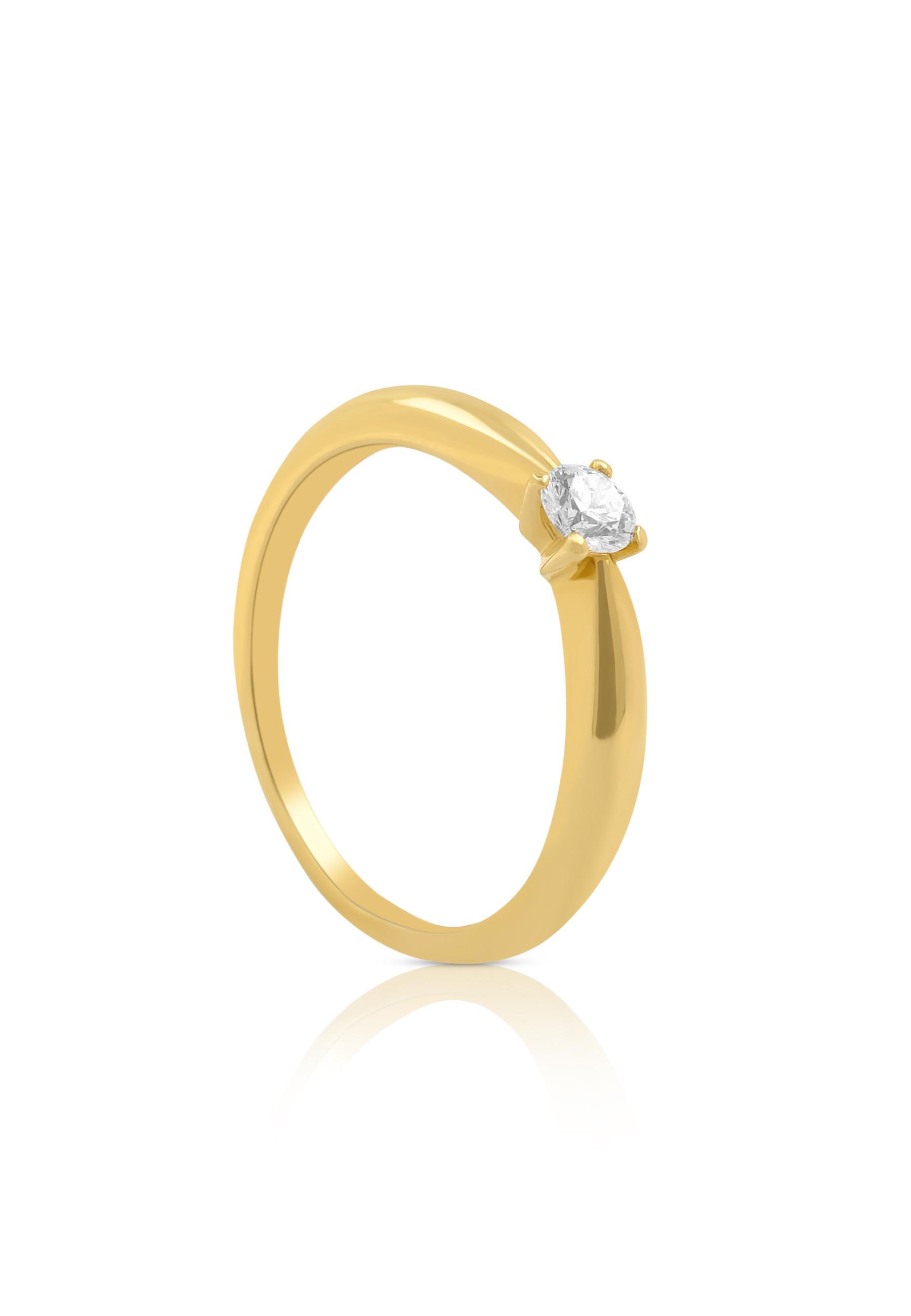 Image of Solitaire Ring Diamant 0.20ct. Gelbgold 750 Damen Gelbgold 54
