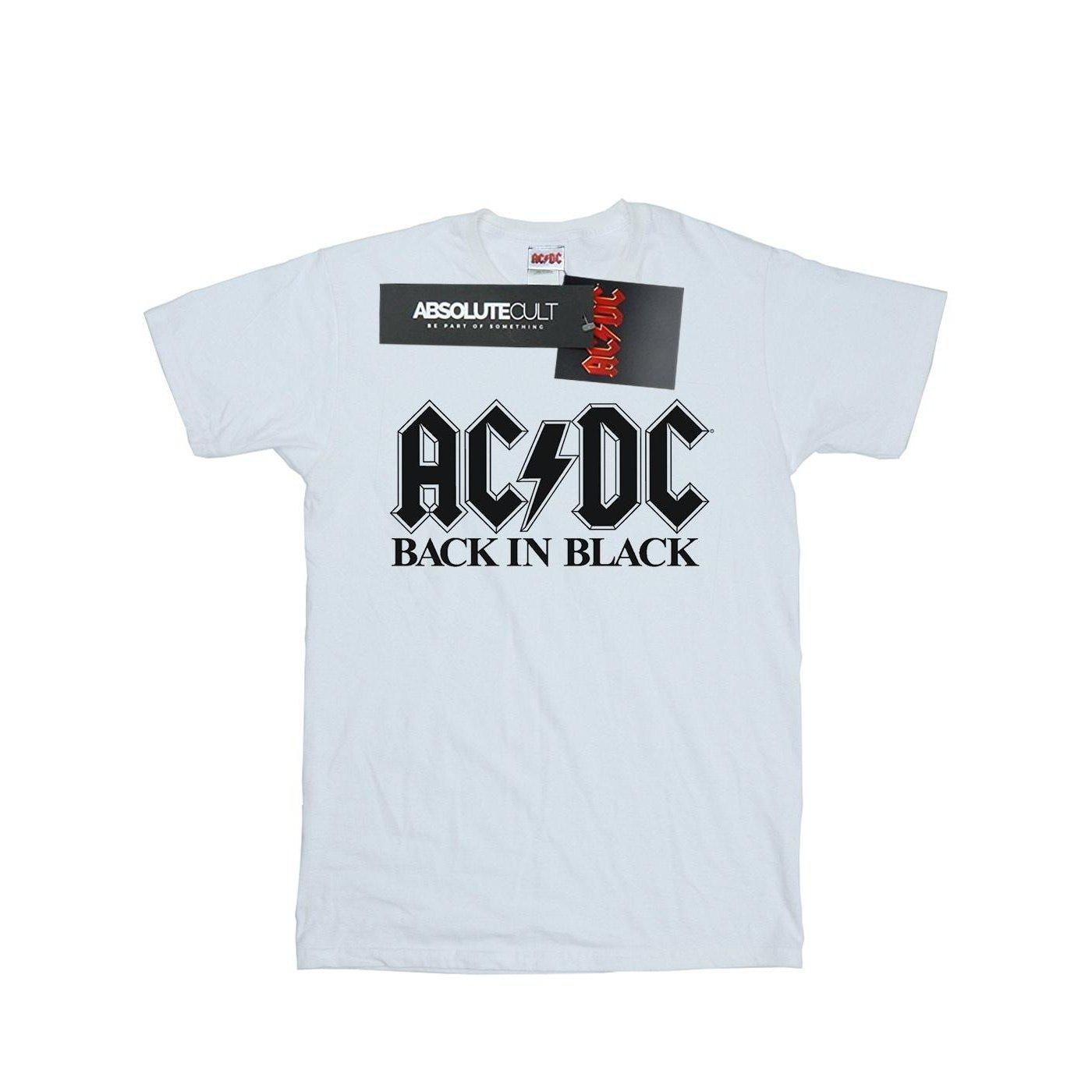 Image of Acdc Back In Black Logo Tshirt Damen Weiss S