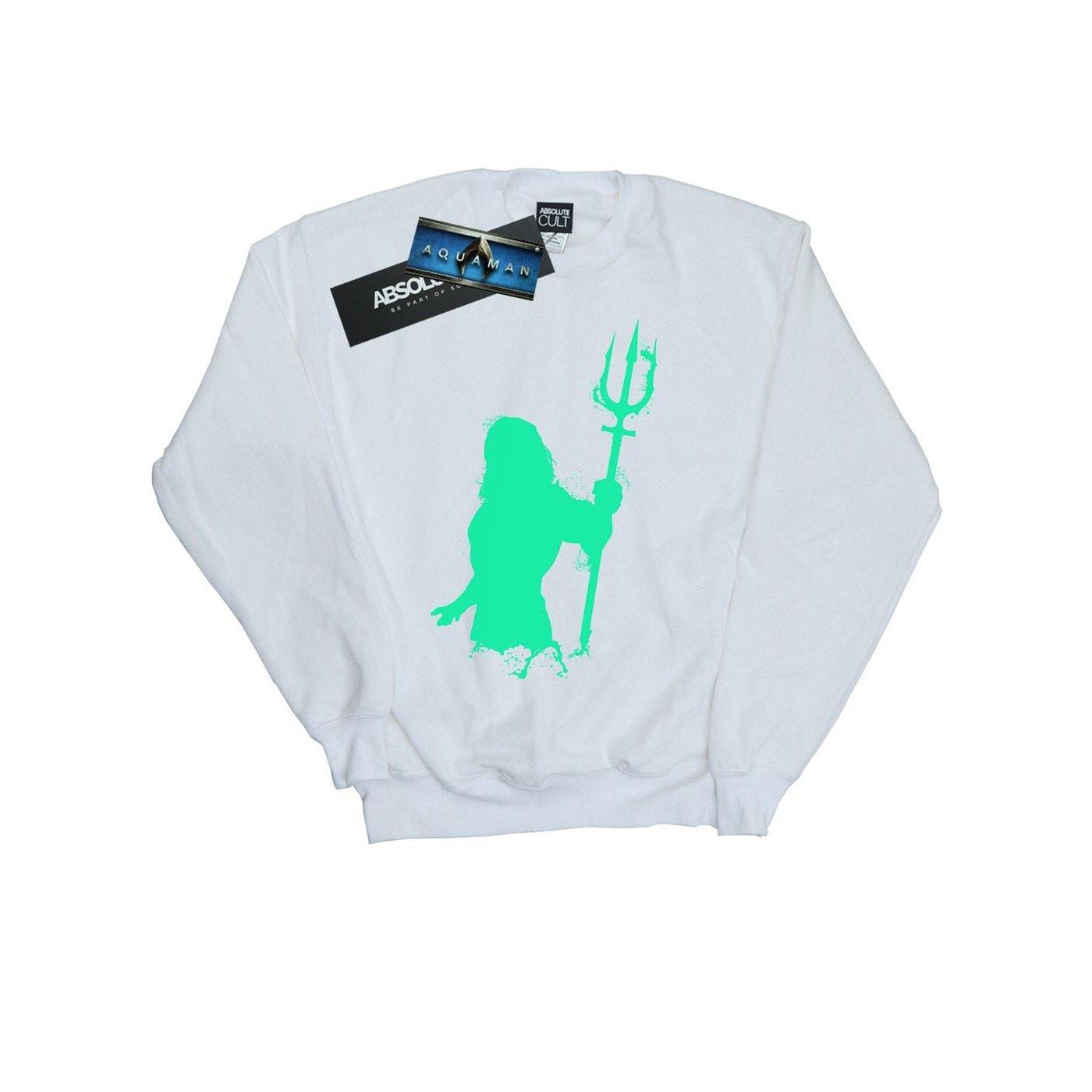 Image of Aquaman Aqua Silhouette Sweatshirt Damen Weiss L
