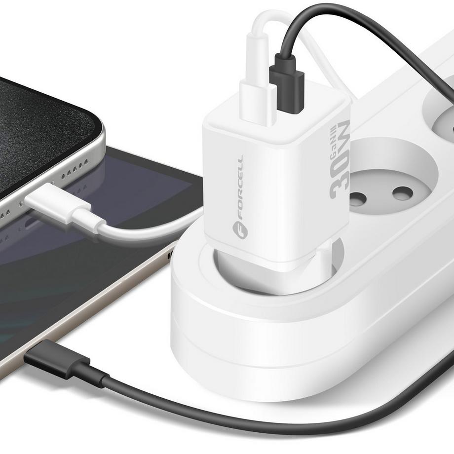 Forcell  Chargeur 30W GaN USB-C + USB Forcell 