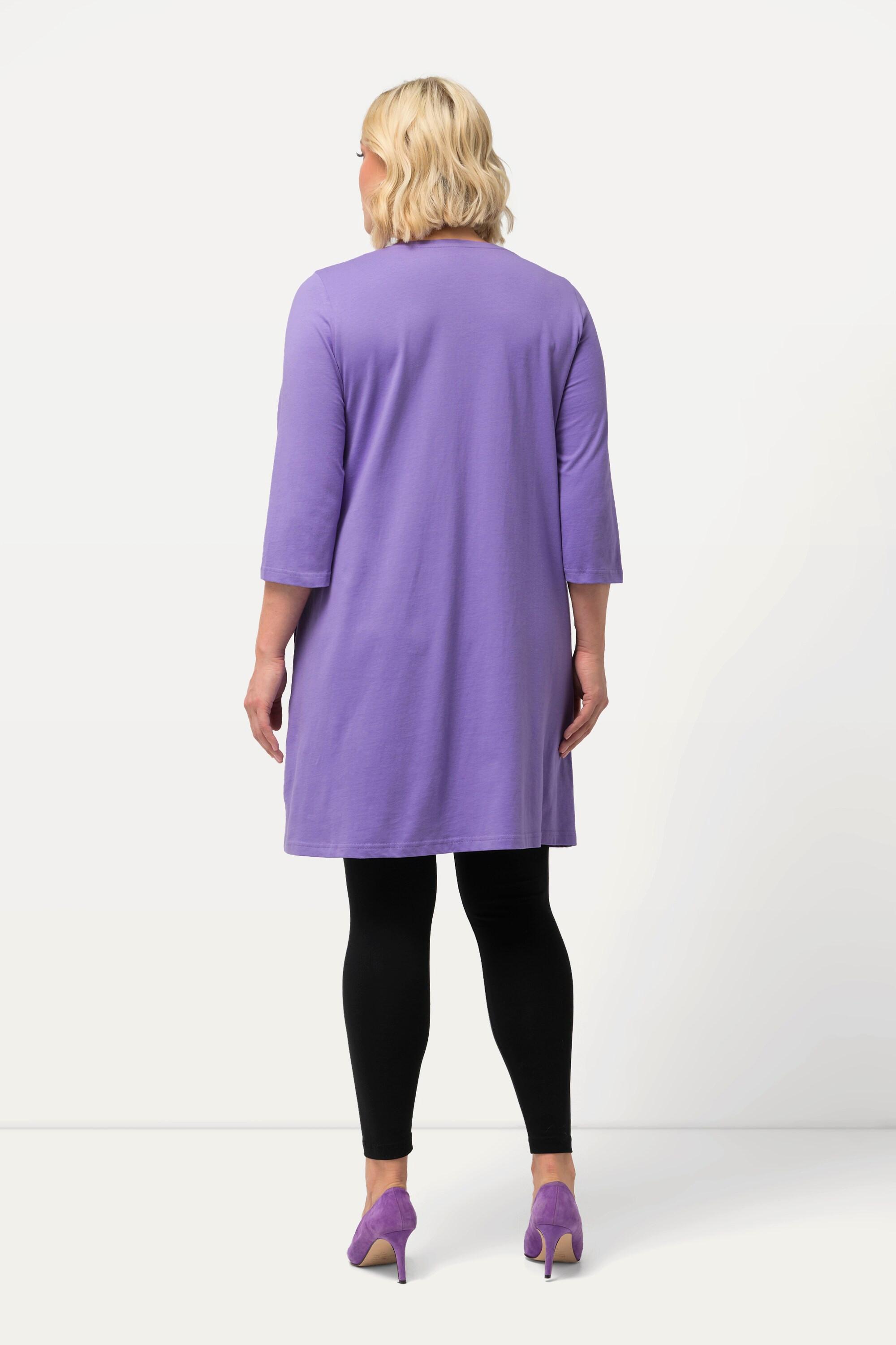 Ulla Popken  Longshirt, Zierbänder, A-Linie, V-Ausschnitt, 3/4-Arm 