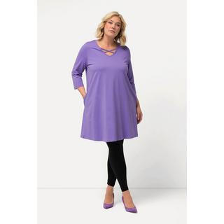 Ulla Popken  Longshirt, Zierbänder, A-Linie, V-Ausschnitt, 3/4-Arm 