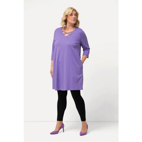 Ulla Popken  Longshirt, Zierbänder, A-Linie, V-Ausschnitt, 3/4-Arm 