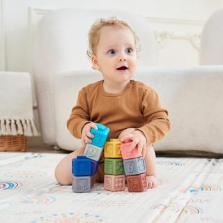 Activity-board  Jouets pour bébés et enfants en silicone - 12 cubes d'activités sensorielles - développement précoce et dentition 