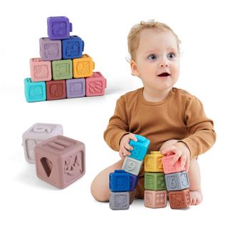 Activity-board  Jouets pour bébés et enfants en silicone - 12 cubes d'activités sensorielles - développement précoce et dentition 