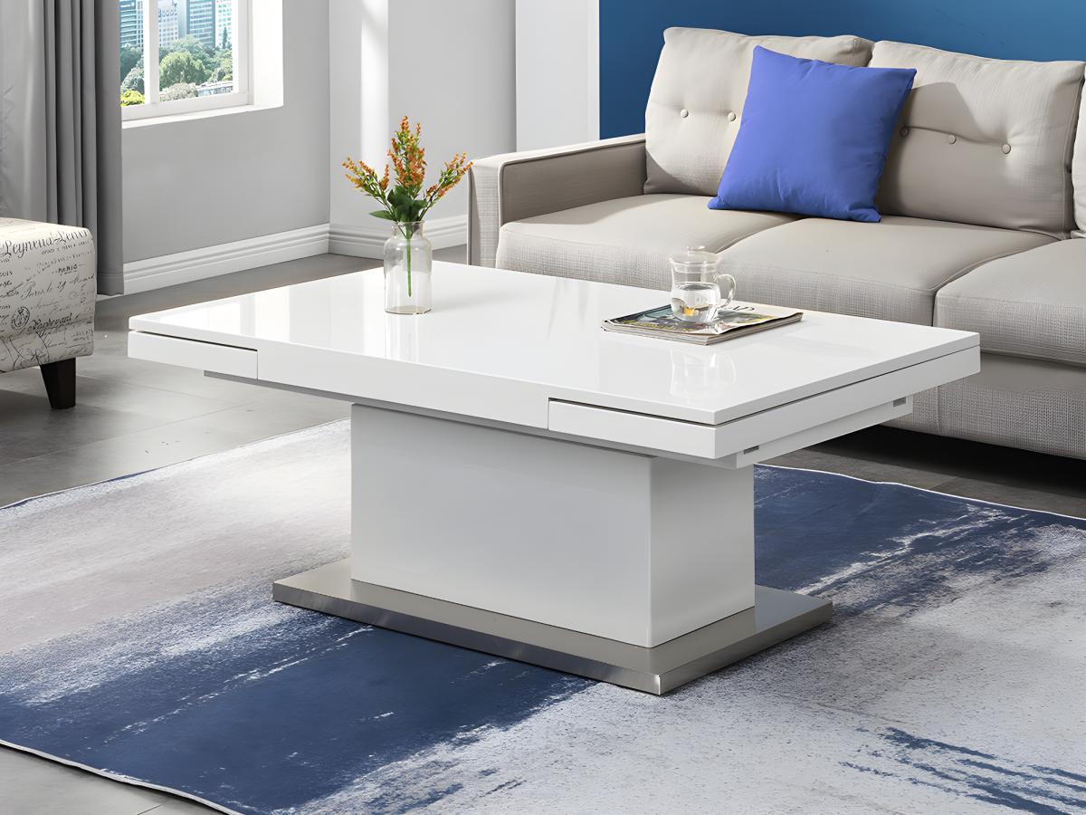 Vente-unique Table relevable LAURIA 2 en 1 extensible MDF laqué  