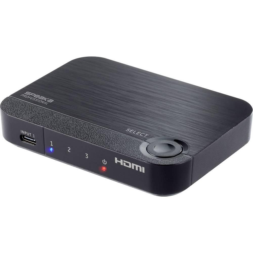 Image of Speaka Professional Sp-hds-310 Hdmi-switch 3-port Mit Usb-c Eingang Unisex Schwarz