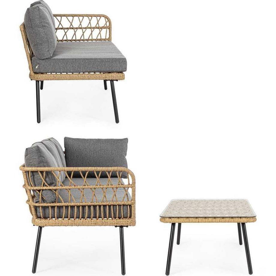 mutoni Ecklounge Burrel mit Kissen natur  