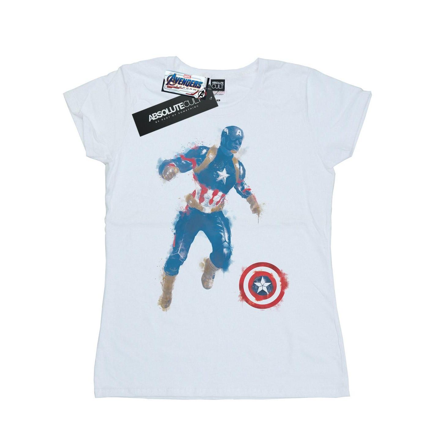 Image of Avengers Endgame Painted Captain America Tshirt Damen Weiss XXL
