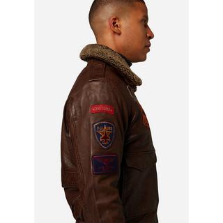 RICANO  Lederjacke Mitic - Piloten Stil, Markante Patches mit Fellkragen 