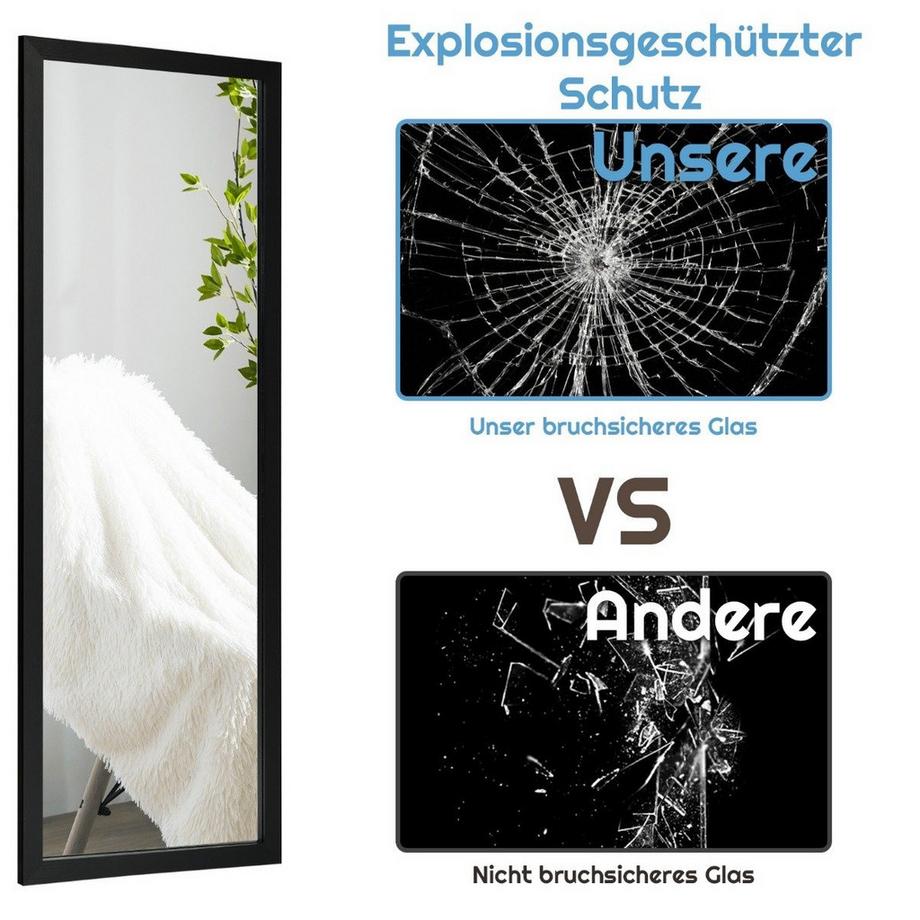 Northix 120 x 37 cm Wandspiegel Türspiegel mit Höhenverstellbaren Hängehaken Spiegel für Schlafzimmer  