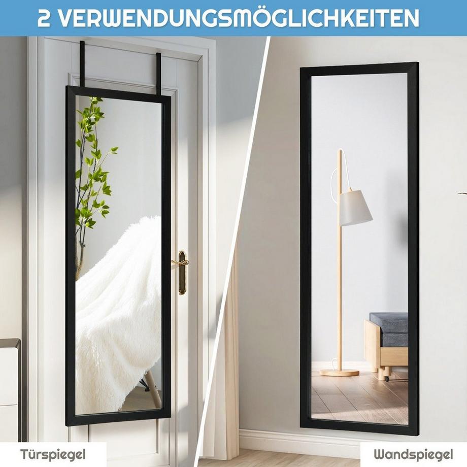 Northix 120 x 37 cm Wandspiegel Türspiegel mit Höhenverstellbaren Hängehaken Spiegel für Schlafzimmer  