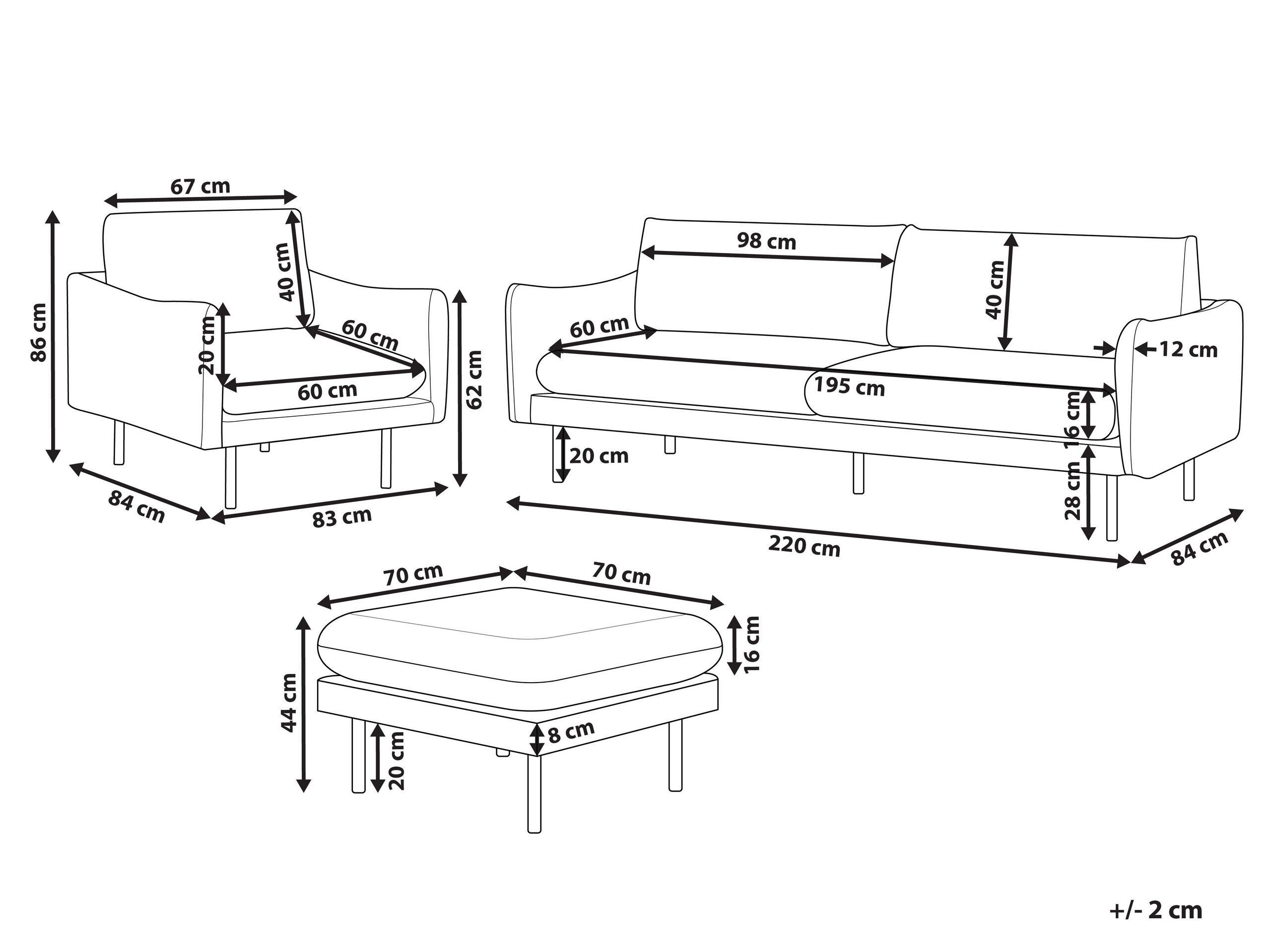 Beliani Wohnzimmer Set mit Ottomane aus Polyester Modern VINTERBRO  