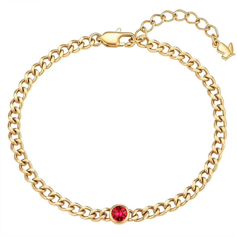 Armband Geburtsstein Juli Edelstahl verziert mit Kristallen von Swarovski