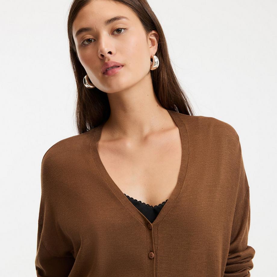 La Redoute Collections Cardigan Maglia Fine Scollo a V Chiusura Bottoni  